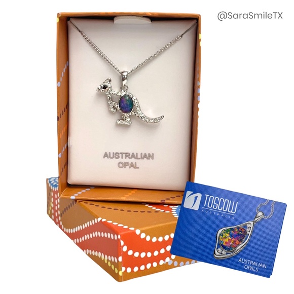 TOSCOW Genuine Australian Kangaroo Opal & Sterling Silver Necklace - NIB - Picture 15 of 15